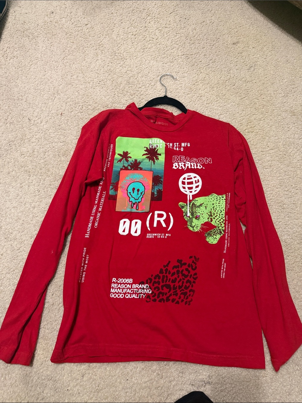 Reason Brand Red Graphic Long Sleeve Tee